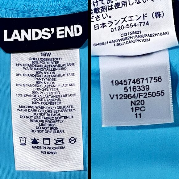Plus 3-Piece Lands’ End Swim Set 16W/L — Tankini Rash Guard Board Shorts - Picture 10 of 13